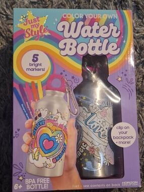 Just My Style Color Your Own Water Bottle - Silver with Pink Accent